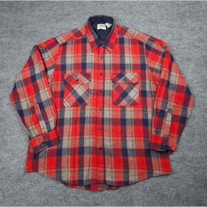 Vintage Fieldmaster Jacket Shacket Men's XL Plaid Wool Blend Button Up Lined